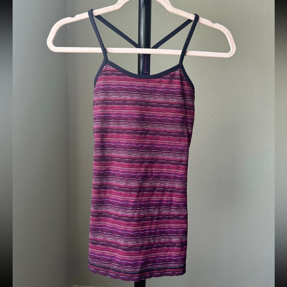 Lululemon Power Y Bra Tank Top | EUC Size 4 Red/Purple Multi stripe